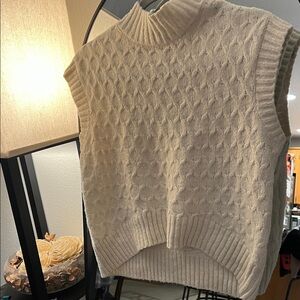 Cream Cable Knit Sleeveless Sweater